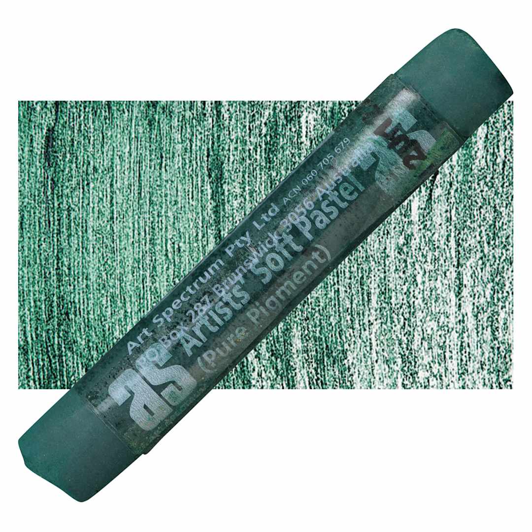 Open in modal - Art Spectrum Artists' Soft Pastel - Phthalo Green 570N pastel and swatch