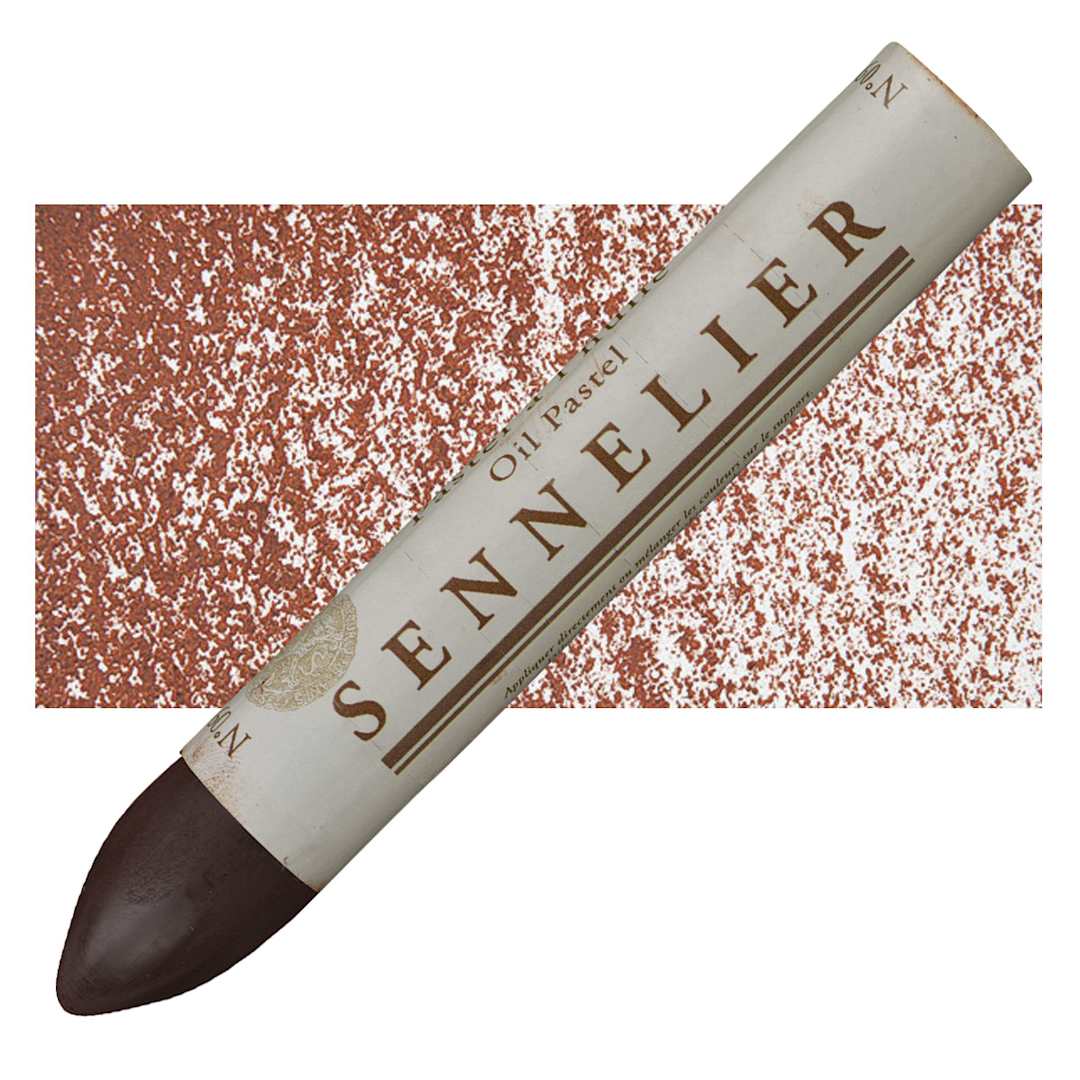 Open in modal - Sennelier Oil Pastel Grand - Brown Madder oil pastel and swatch