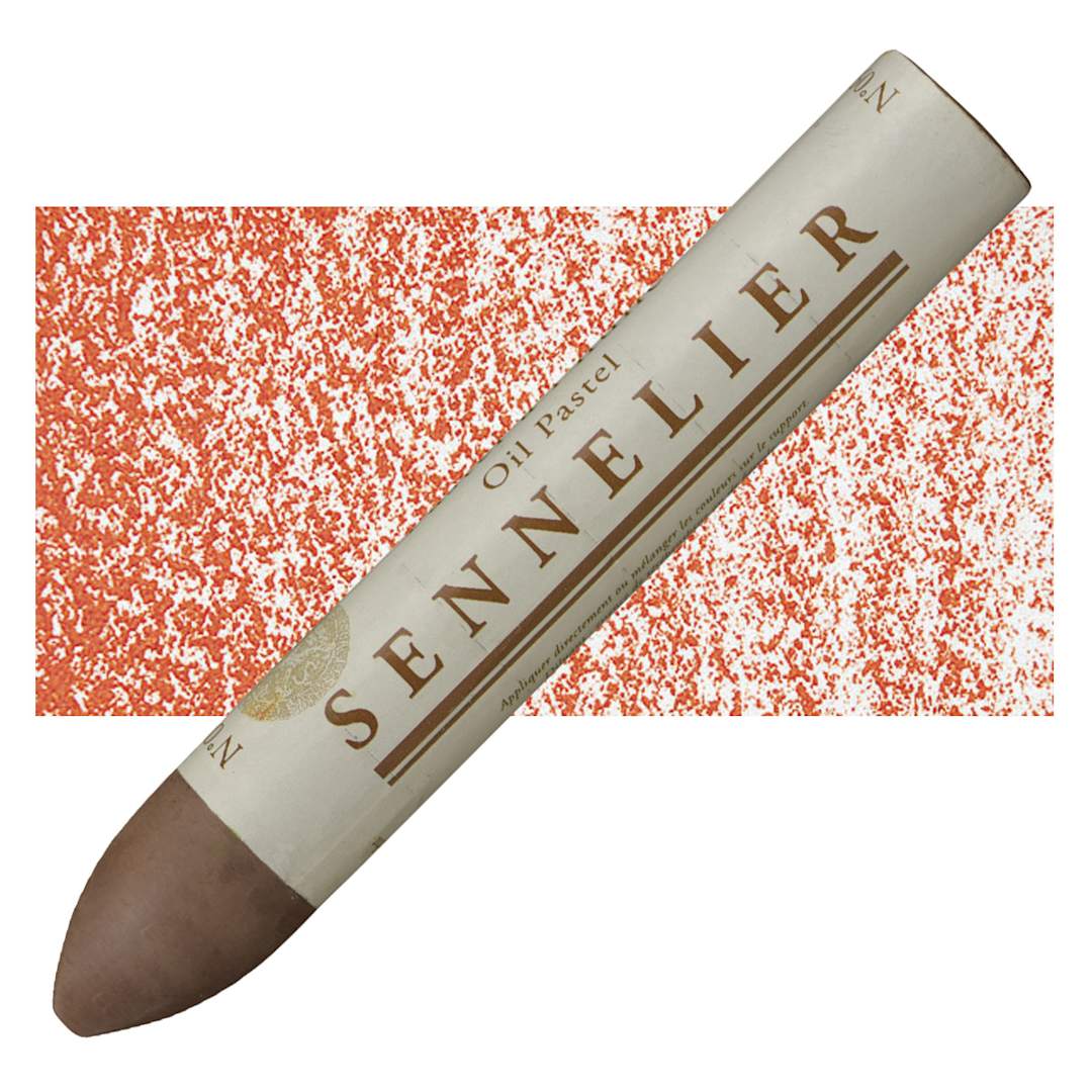 Open in modal - Sennelier Oil Pastel Grand - Chinese Orange oil pastel and swatch