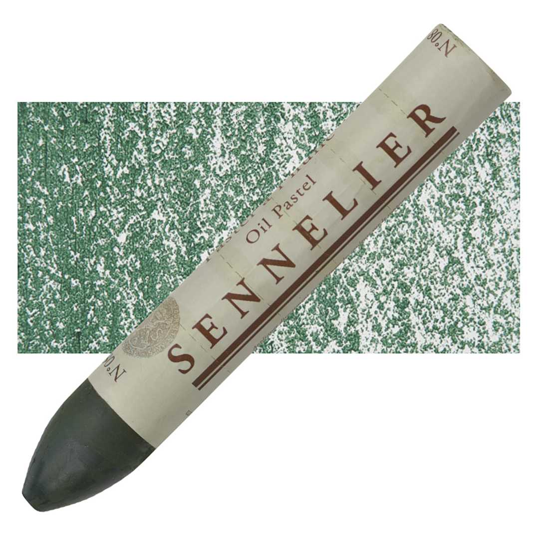 Open in modal - Sennelier Oil Pastel Grand - Chrome Green Medium oil pastel and swatch
