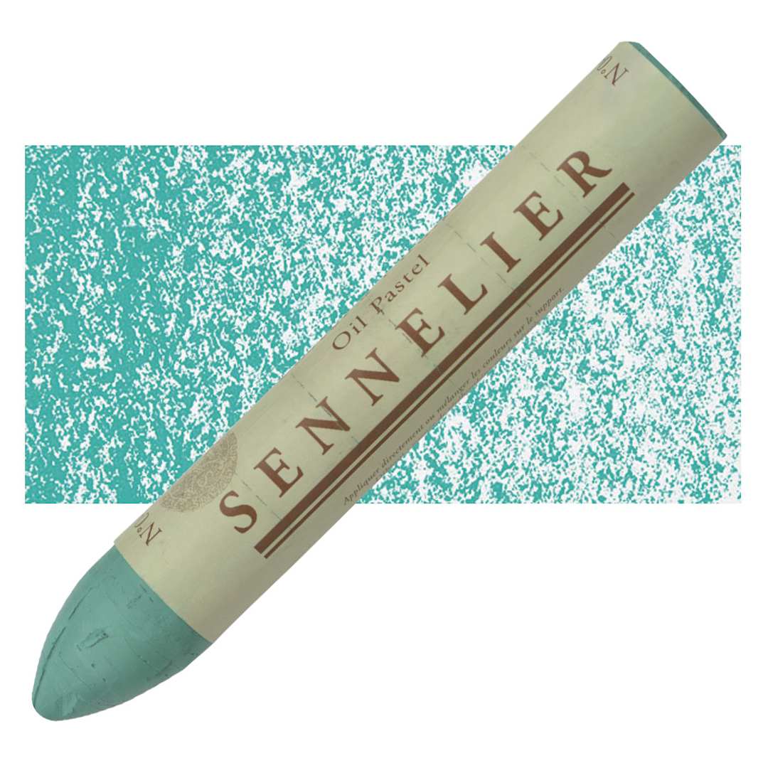 Open in modal - Sennelier Oil Pastel Grand - Cobalt Green Light oil pastel and swatch