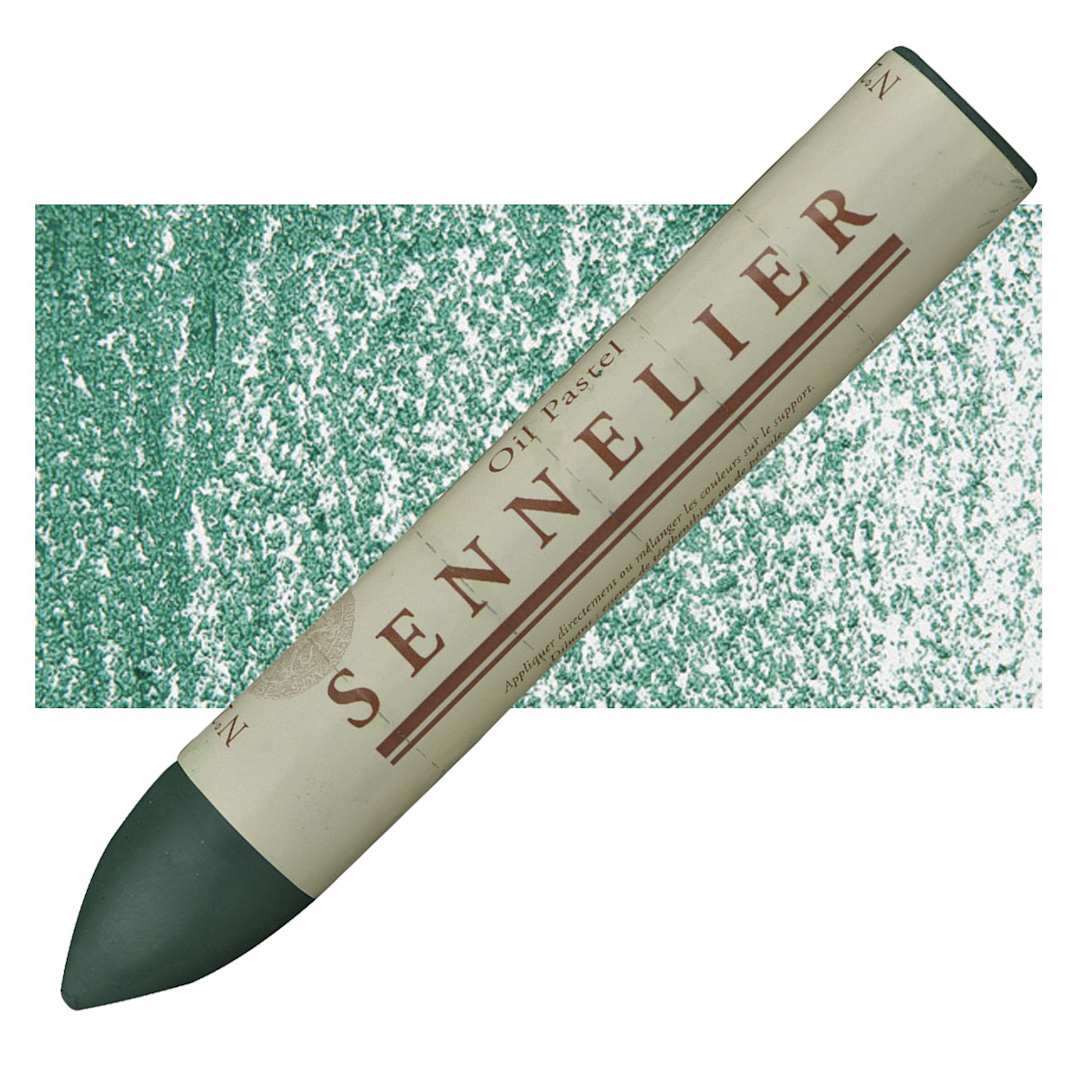 Open in modal - Sennelier Oil Pastel Grand - Pine Green oil pastel and swatch