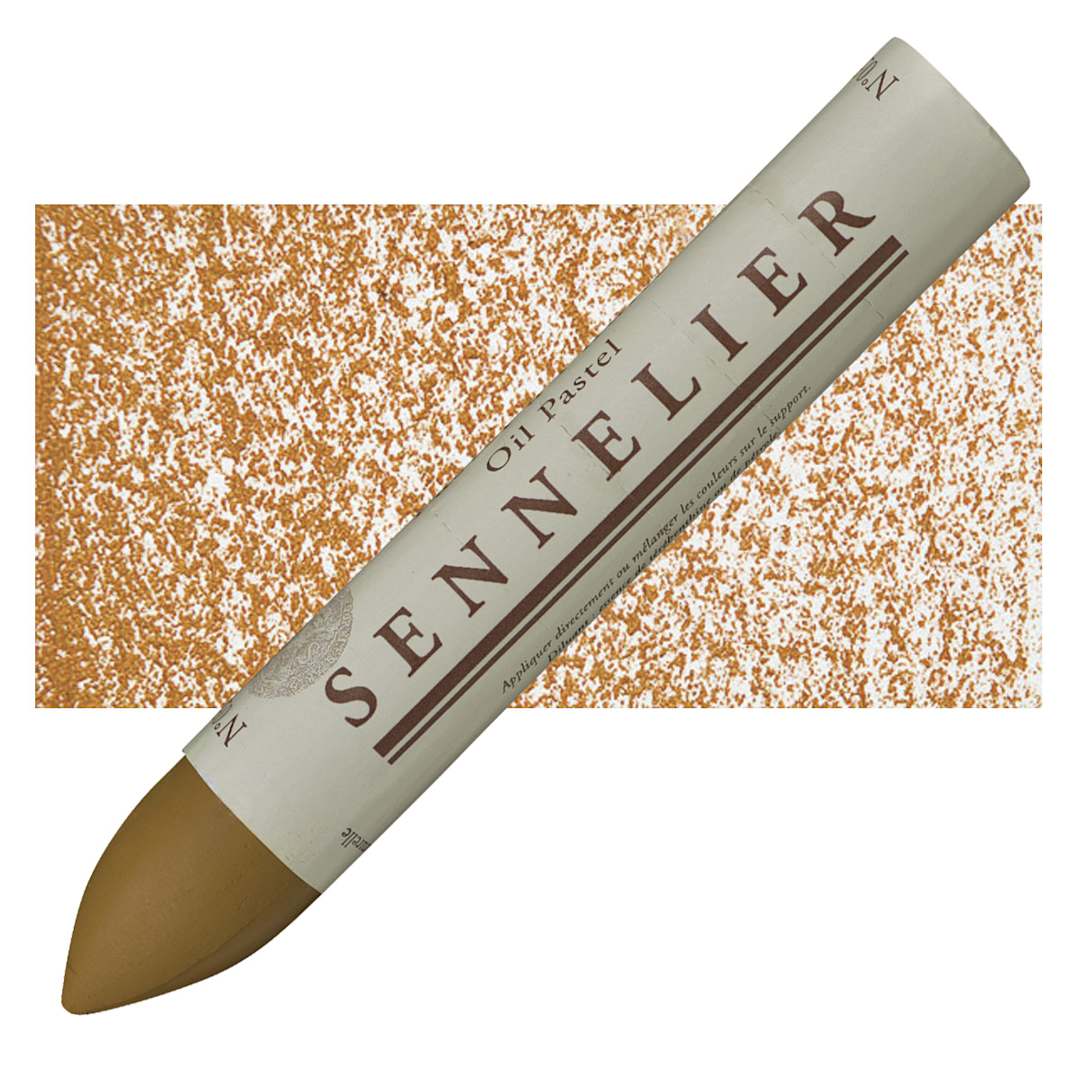 Open in modal - Sennelier Oil Pastel Grand - Raw Sienna oil pastel and swatch