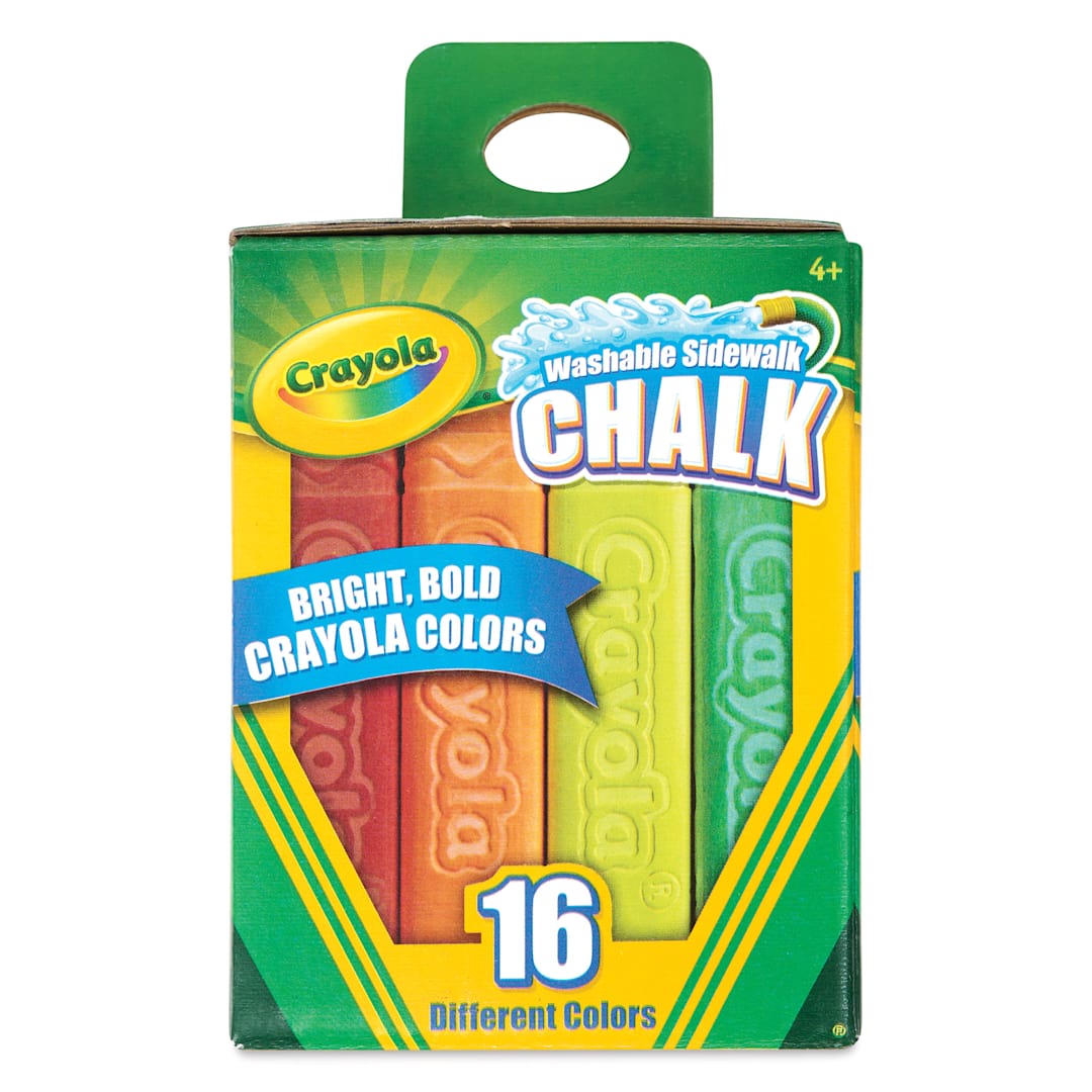 Open in modal - Crayola Washable Sidewalk Chalk - Assorted Colors, Set of 16 front of packaging