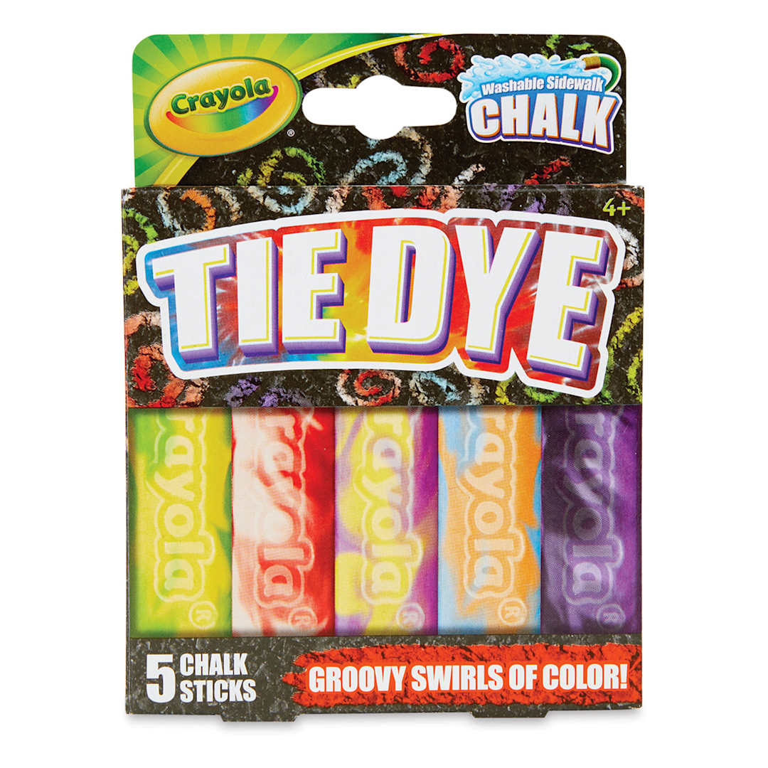Open in modal - Crayola Washable Sidewalk Chalk - Tie Dye, Set of 5, front of tthe packaging