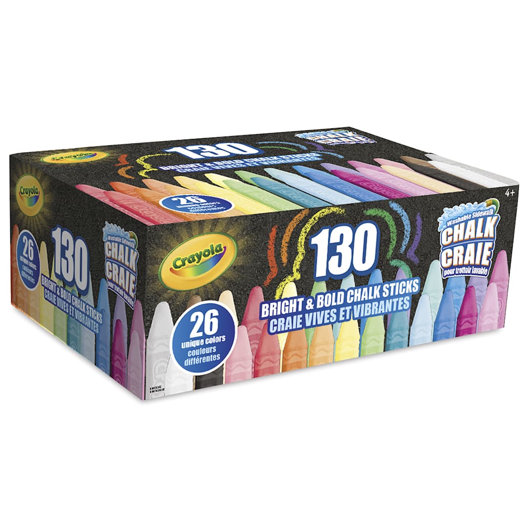 Open in modal - Crayola Washable Sidewalk Chalk - Assorted Colors, Set of 130