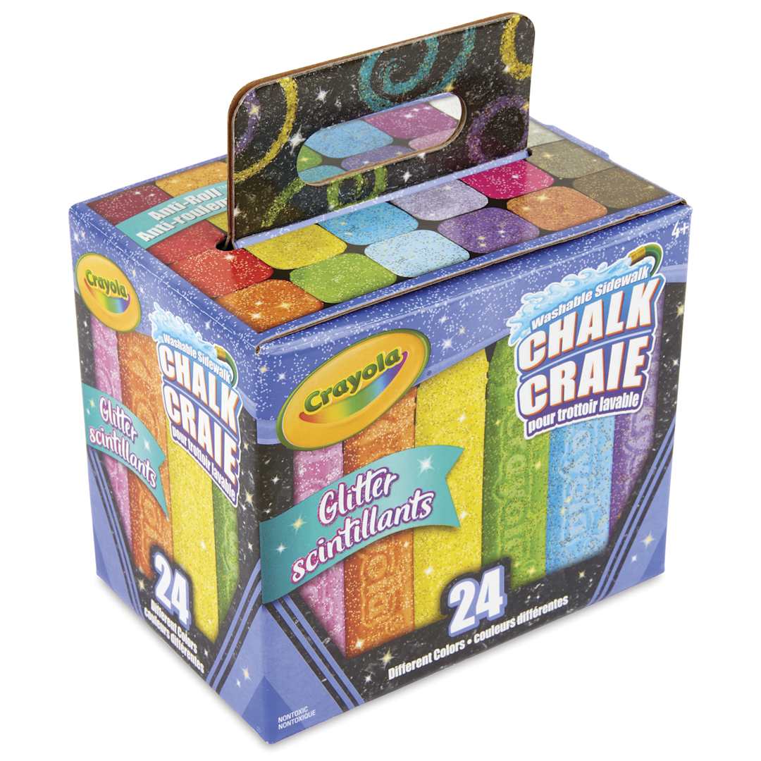 Open in modal - Crayola Washable Sidewalk Chalk - Glitter Colors, Set of 24