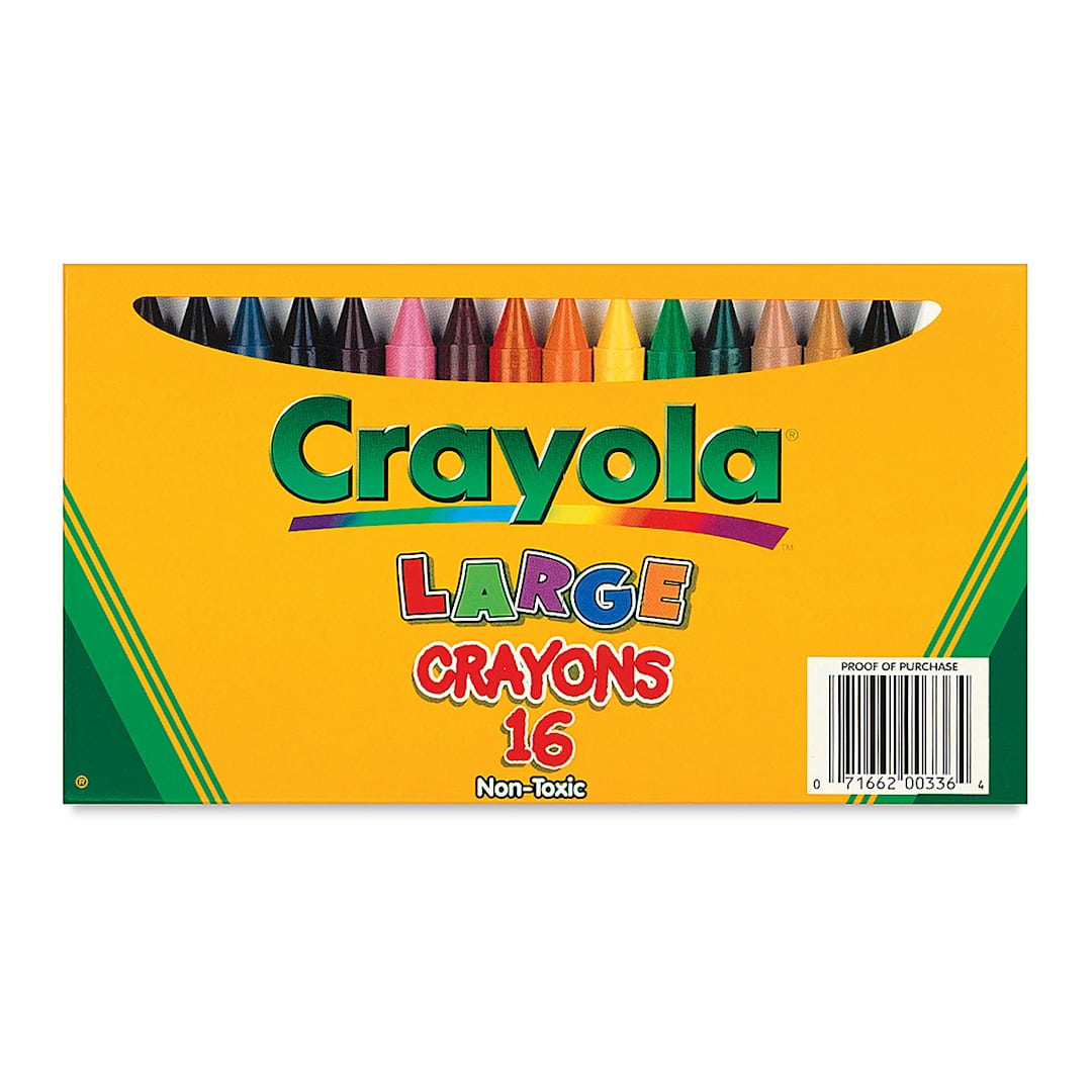 Open in modal - Crayola Large Crayons - Assorted Colors, Set of 16, front of the packaging