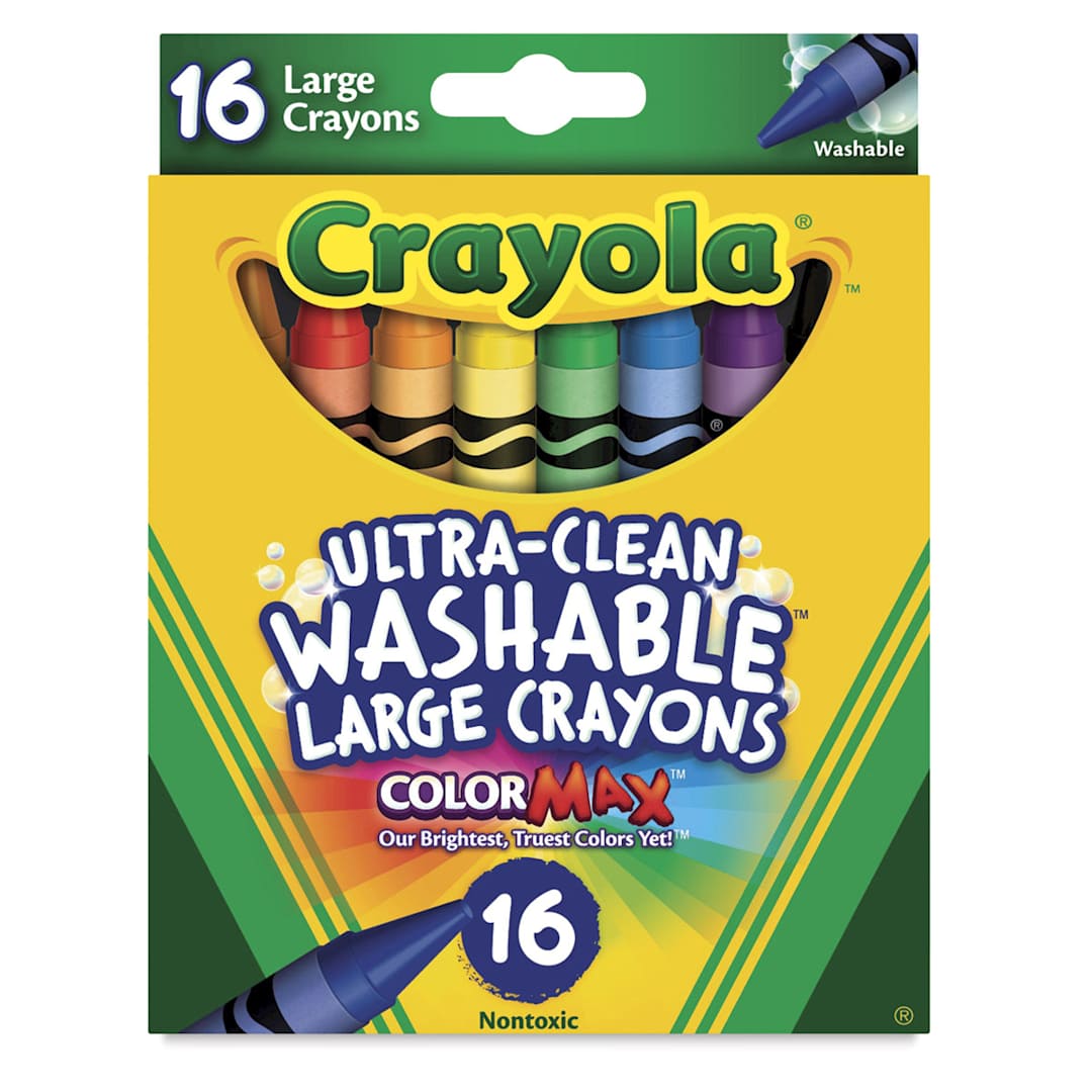 Open in modal - Crayola Ultra-Clean Washable Crayons - Large, Set of 16, front of the packaging
