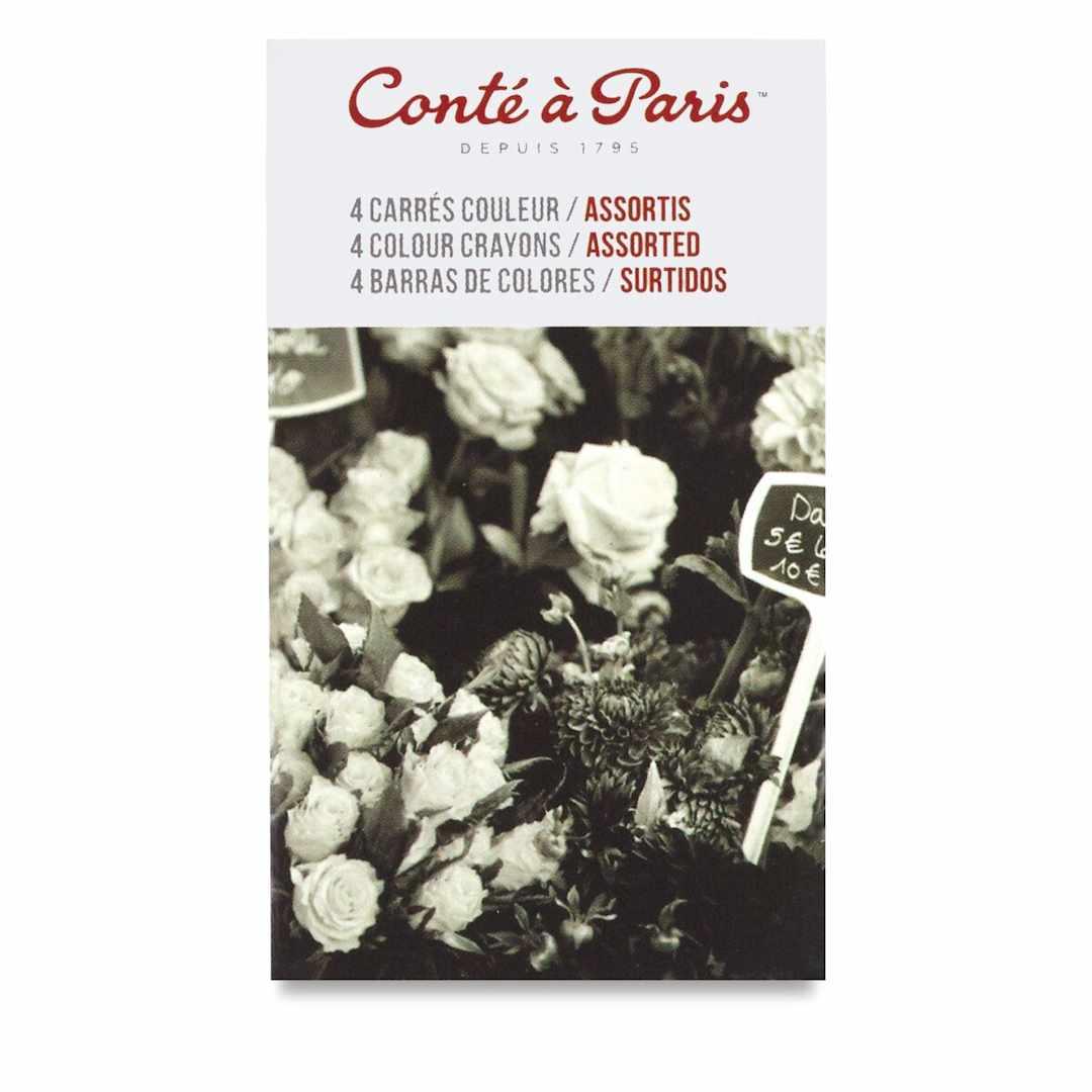 Open in modal - Conté à Paris Colour Pastel Carrés - Set of 4, Assorted Primary Colors, Matchbox Set contents
