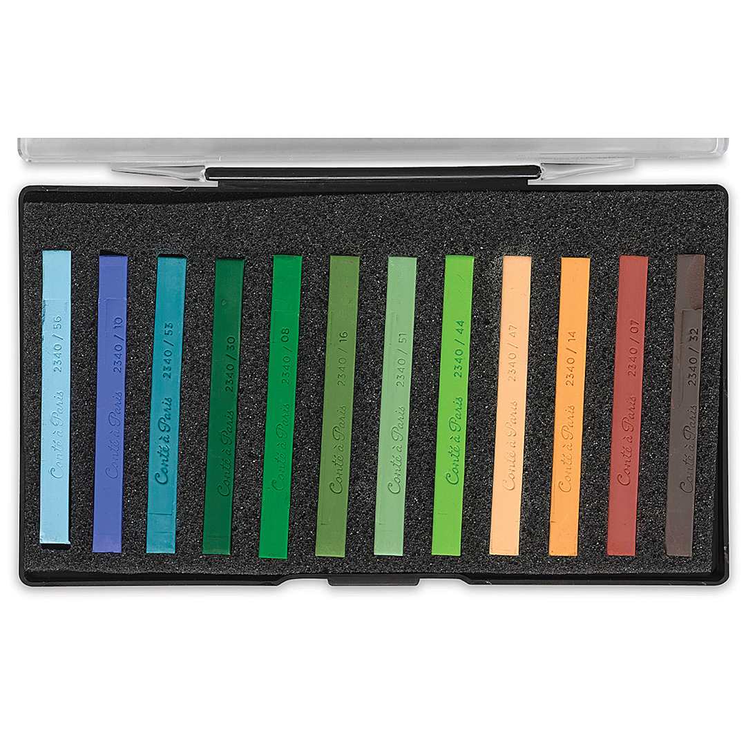 Open in modal - Conté à Paris Colour Pastel Carrés Set of 12, Landscape Colors. Inside package