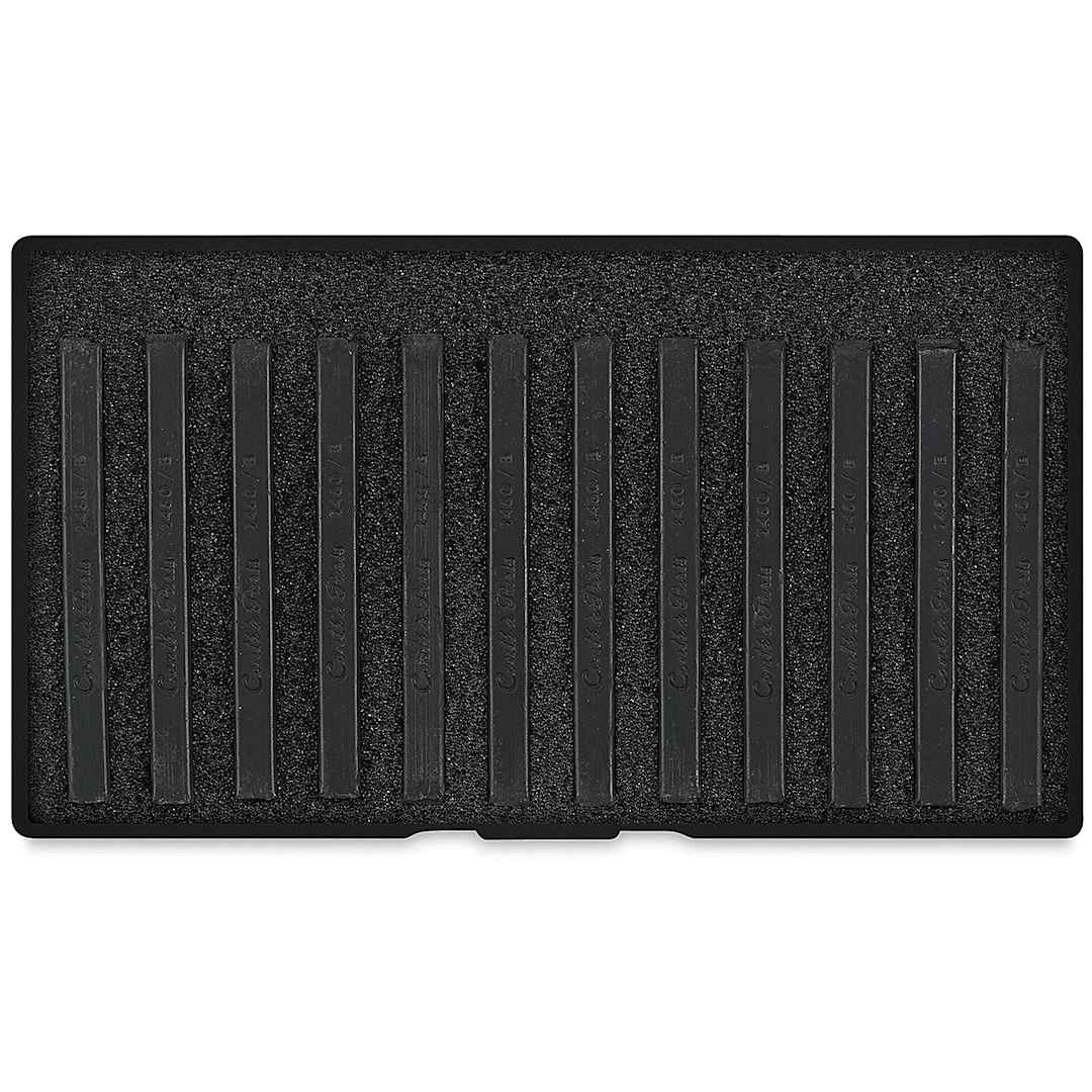 Open in modal - Conté à Paris Sketching Pastel Carrés - Pierre Noire, 2B, Pkg of 12, contents