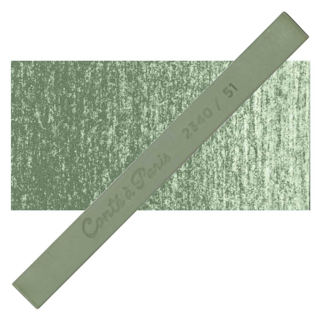 Open in modal - Conté à Paris Colour Pastel Carré - Green Grey 51, Single Carré and swatch