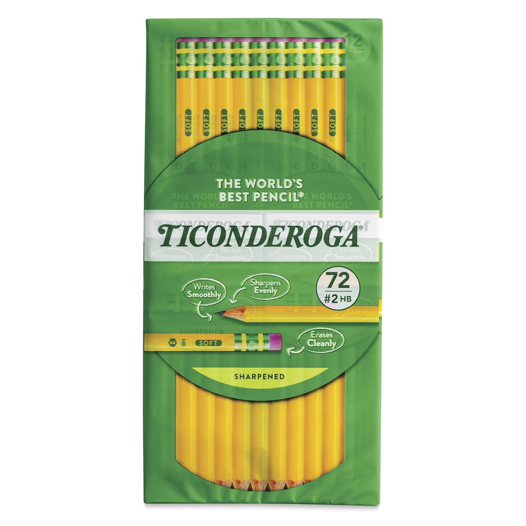 Open in modal - Dixon Ticonderoga Pencils - Box of 72, Pre-Sharpened, front of the packaging