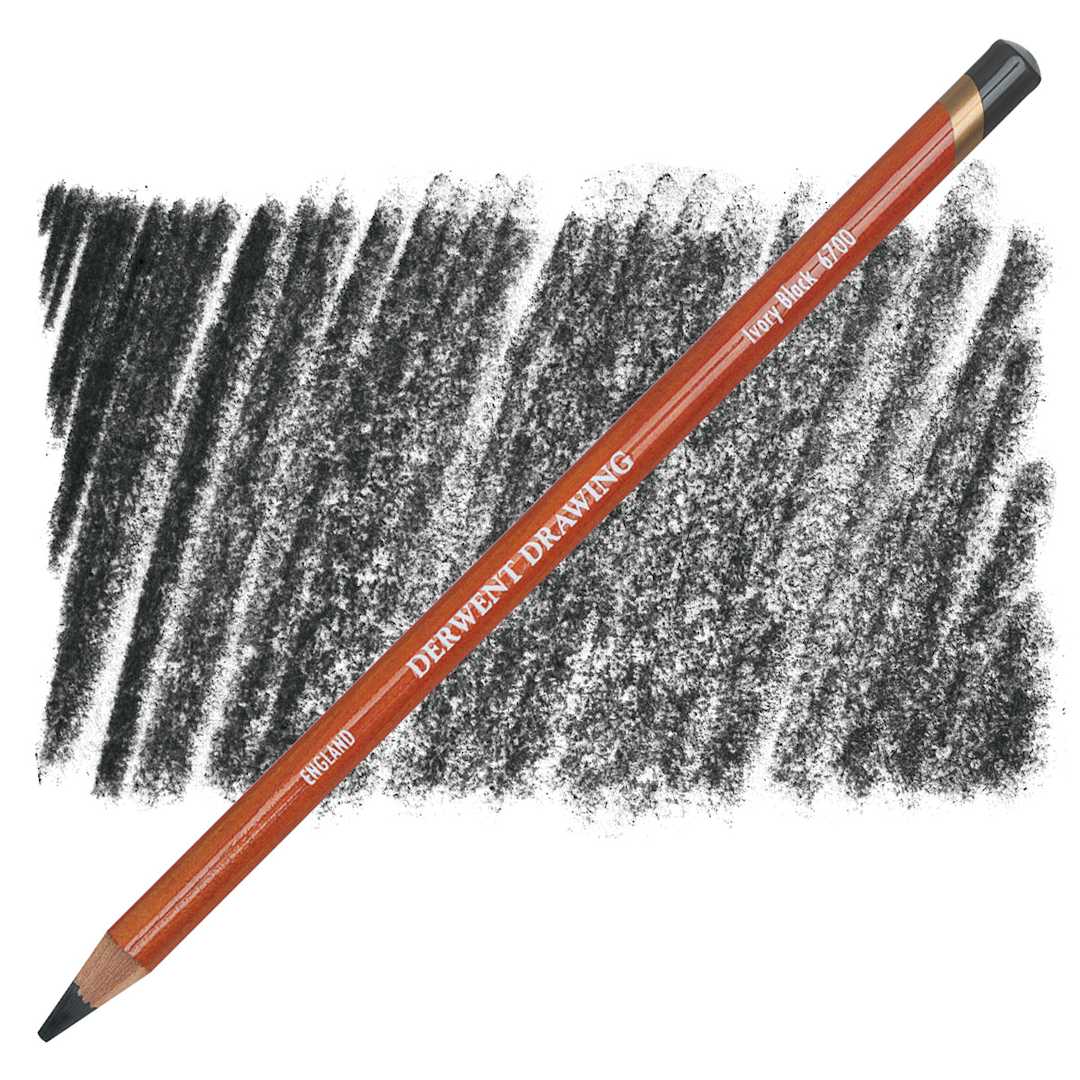 Open in modal - Derwent Drawing Pencil - Ivory Black pencil and swatch