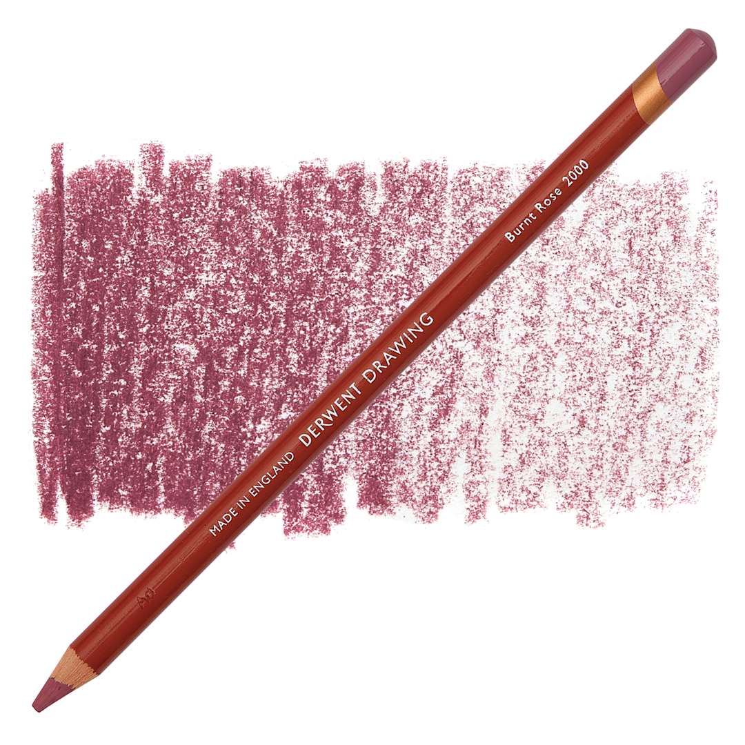 Open in modal - Derwent Drawing Pencil - Burnt Rose pencil and swatch