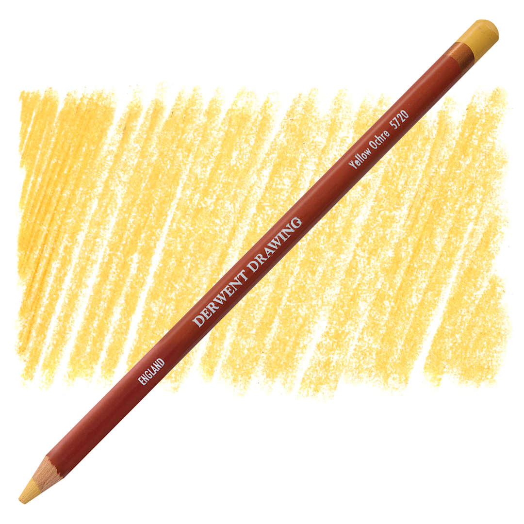Open in modal - Derwent Drawing Pencil - Yellow Ochre pencil and swatch