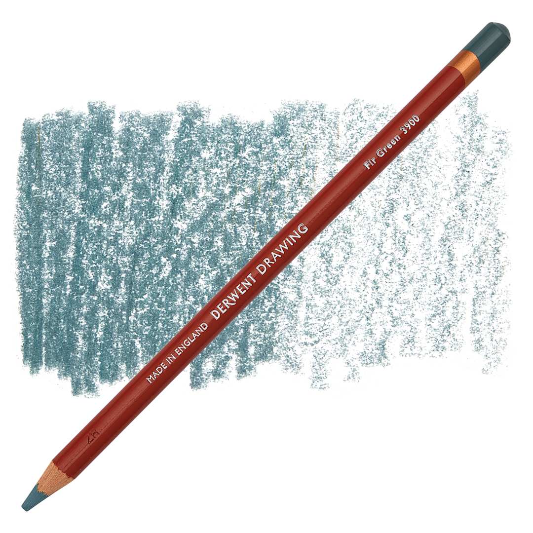Open in modal - Derwent Drawing Pencil - Fir Green pencil and swatch