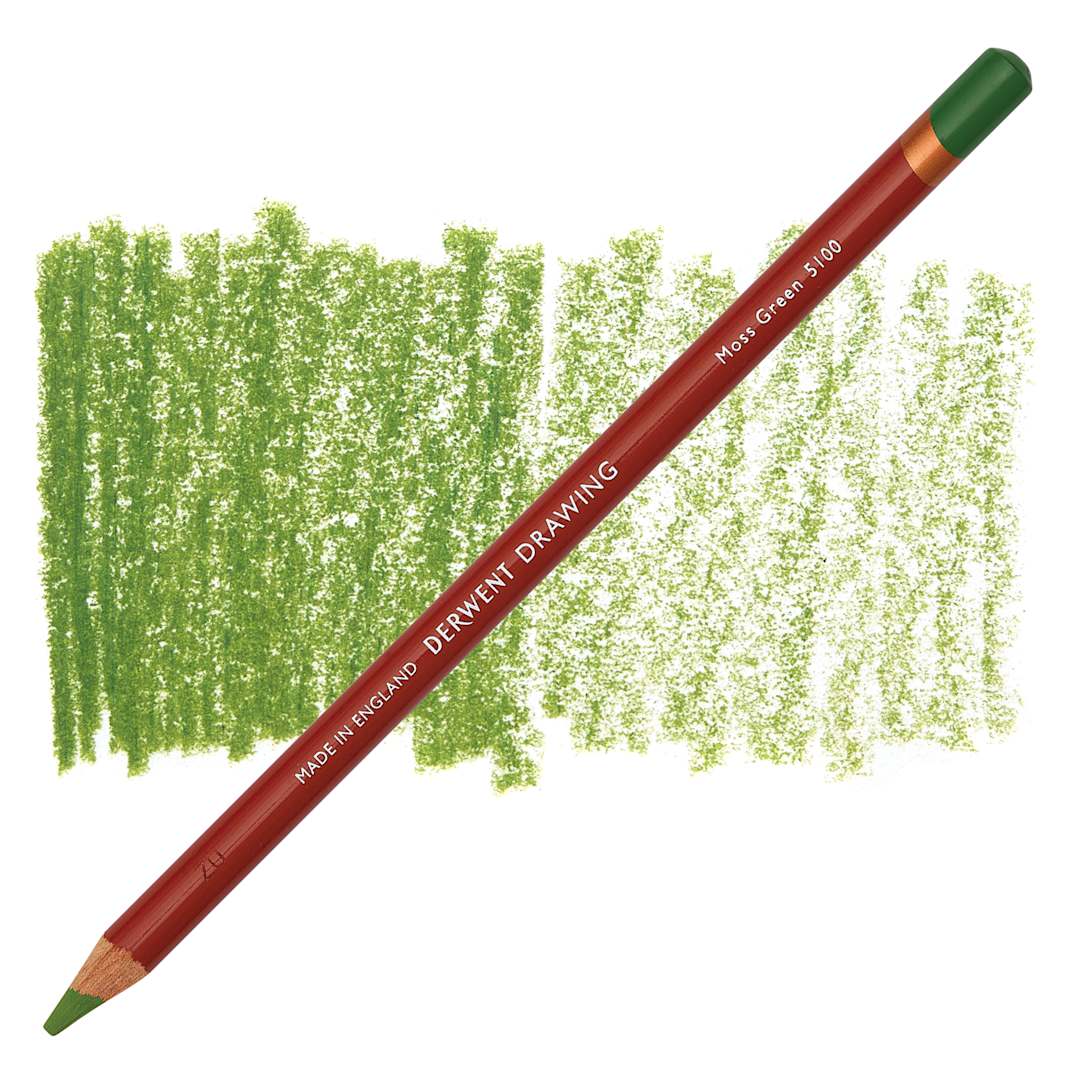 Open in modal - Derwent Drawing Pencil - Moss Green pencil and swatch