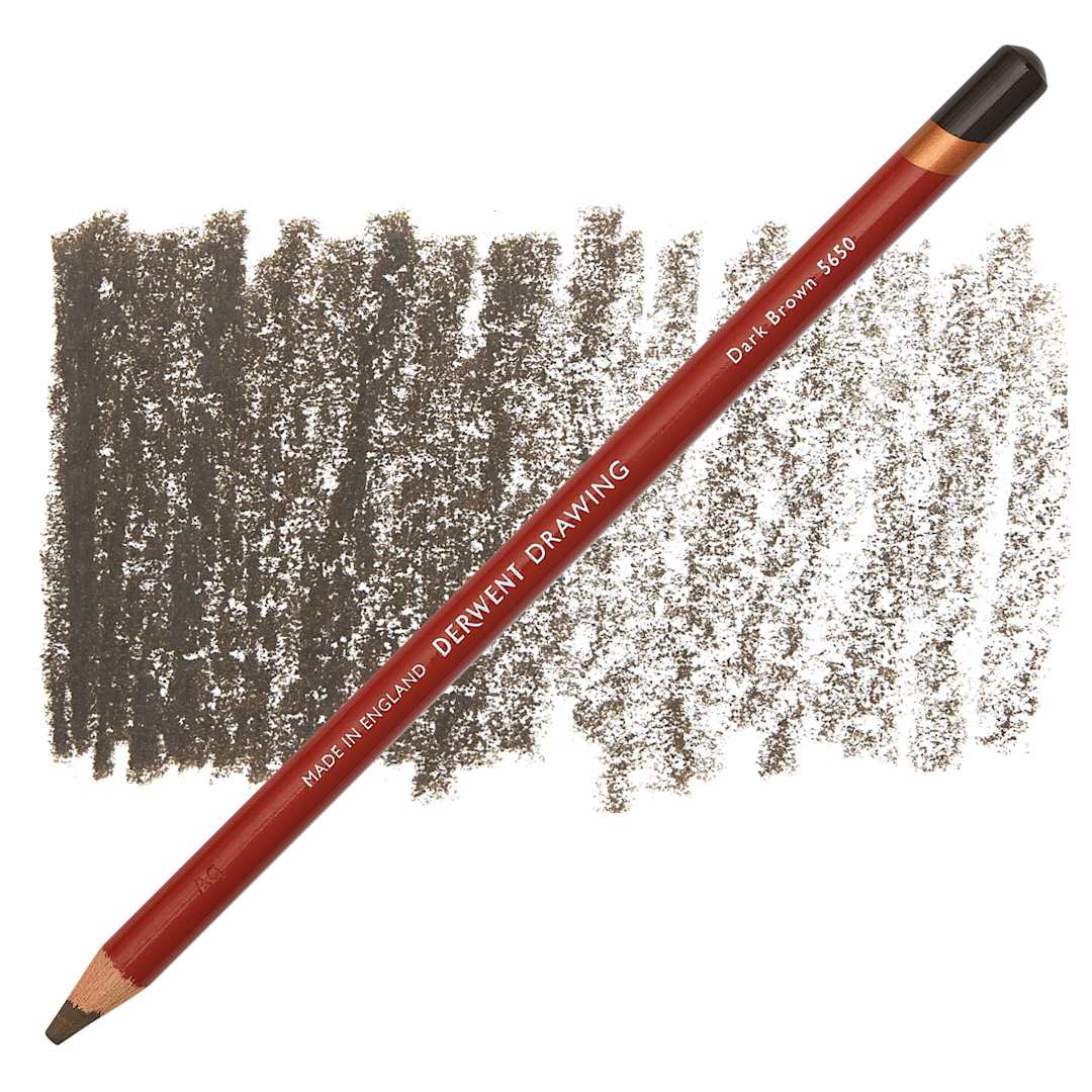 Open in modal - Derwent Drawing Pencil - Dark Brown pencil and swatch