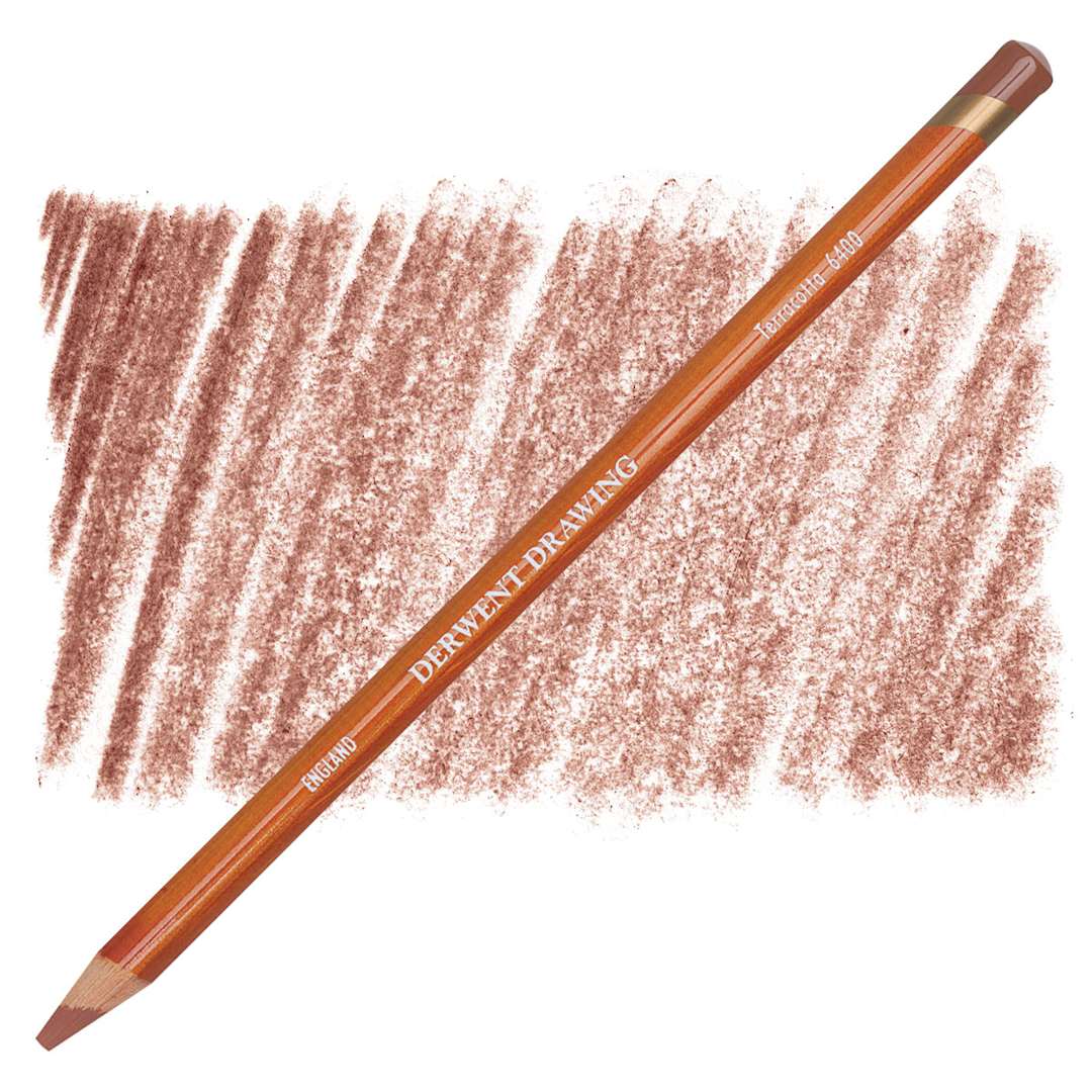 Open in modal - Derwent Drawing Pencil - Terracotta pencil and swatch