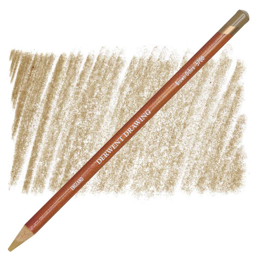 Open in modal - Derwent Drawing Pencil - Brown Ochre pencil and swatch