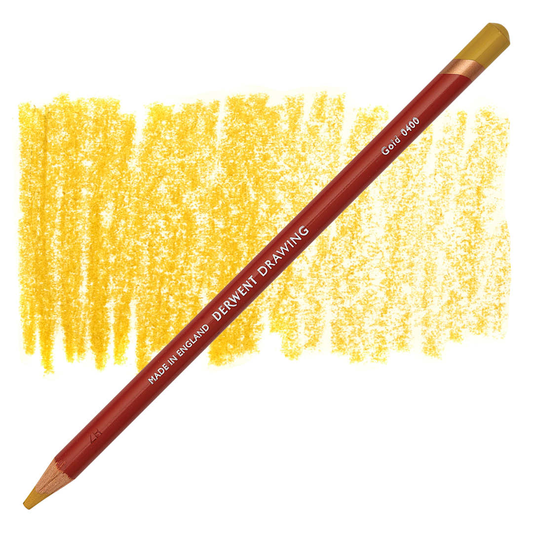 Open in modal - Derwent Drawing Pencil - Gold pencil and swatch