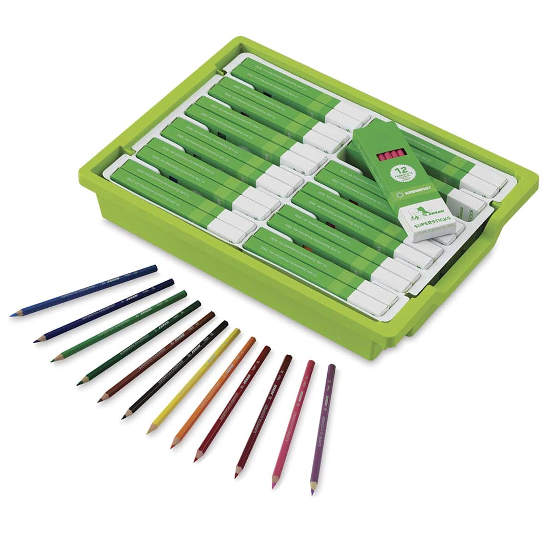 Open in modal - Jolly Superstick Colored Pencil Sets - Open ClassPack with one inner package opened and displayed