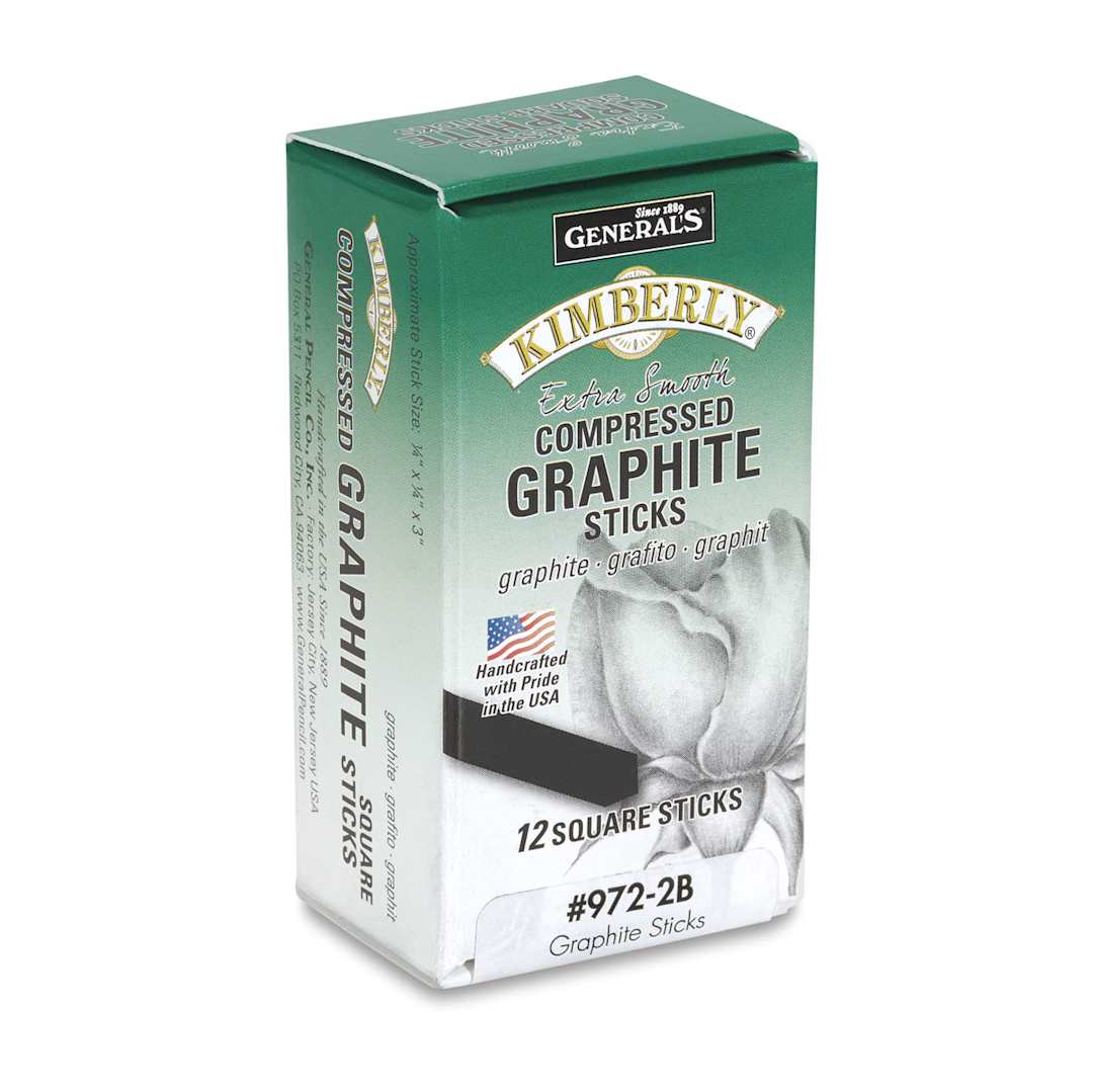 Open in modal - General's Kimberly Graphite Sticks - Left angled view of package of 12 2B Sticks