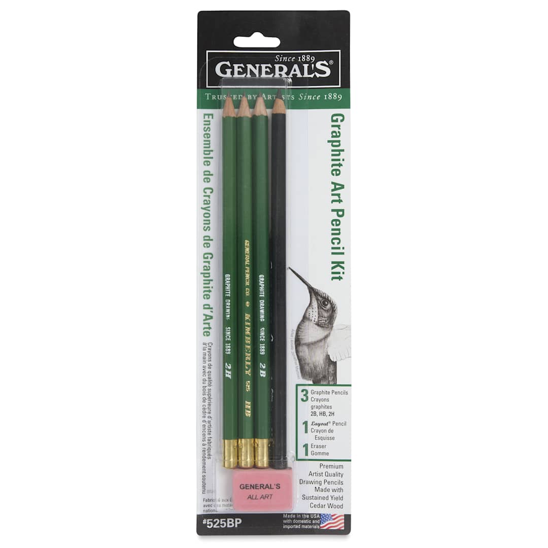 Open in modal - General's Kimberly Graphite Pencils Set - Art Pencil Kit, Pkg of 5, front of pack