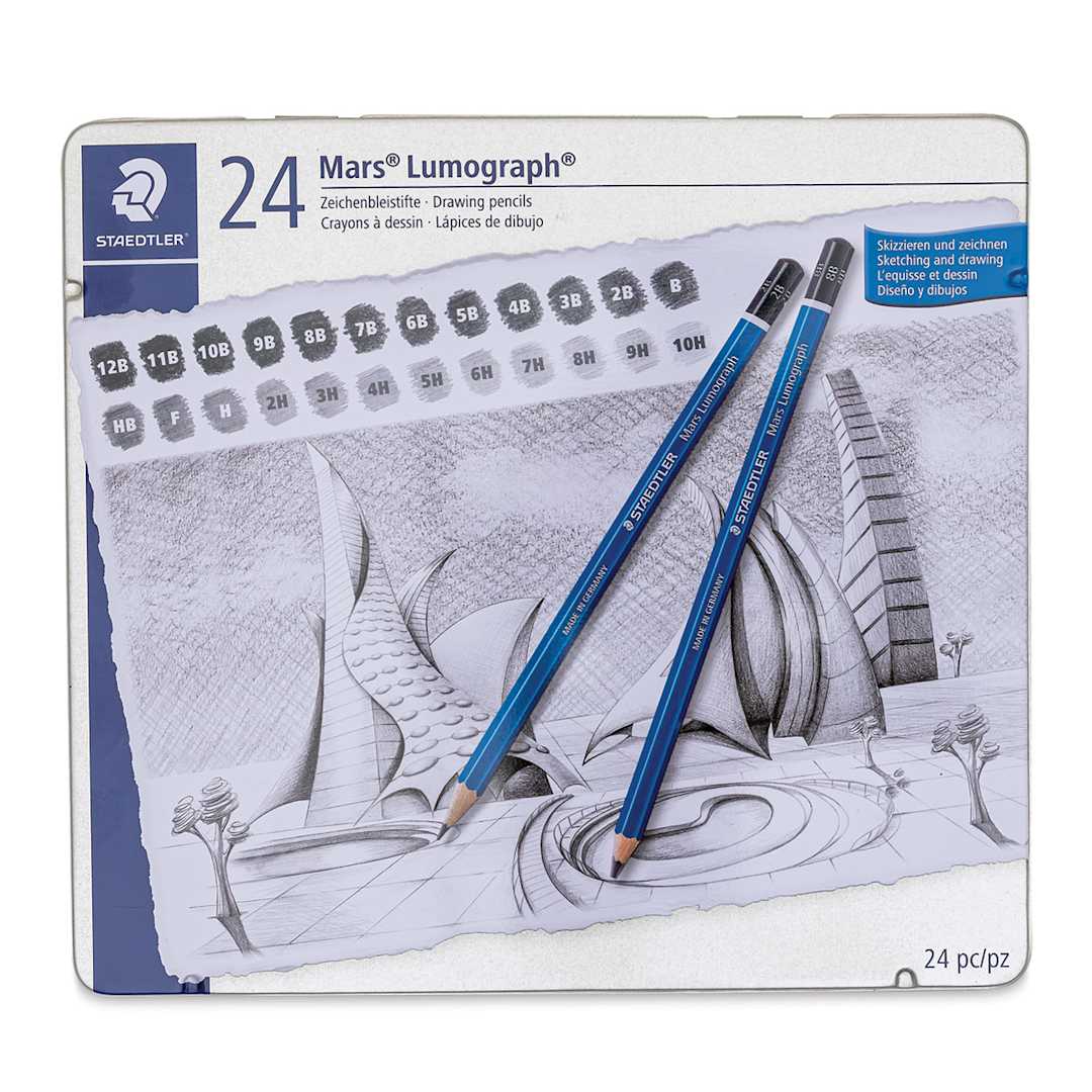 Open in modal - Staedtler Lumograph Drawing and Sketching Pencils - Set of 24, Assorted Hardness front of package