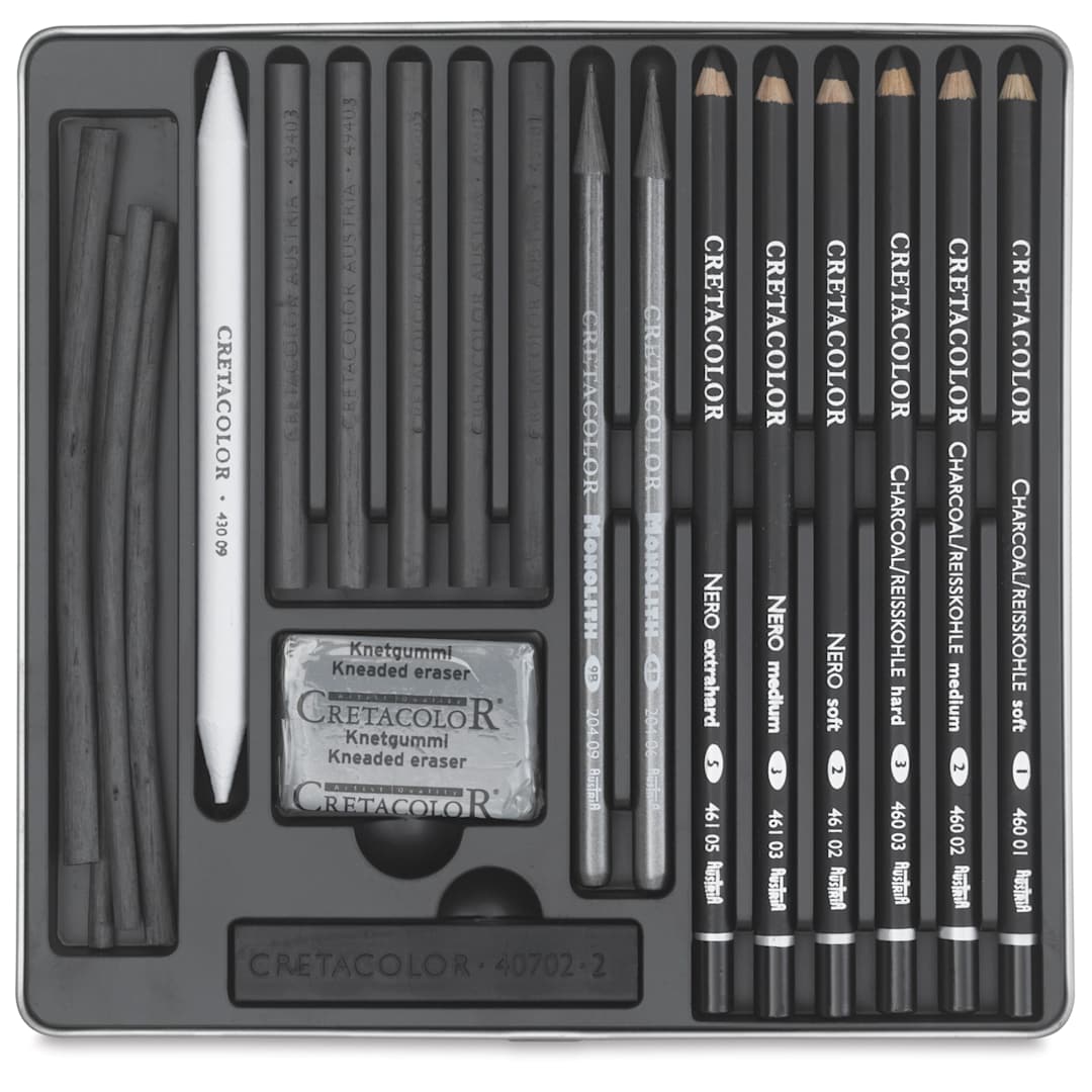 Open in modal - Black Box Charcoal Drawing Set - Inside of Package