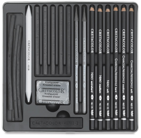 Open in modal - Black Box Charcoal Drawing Set - Inside of Package
