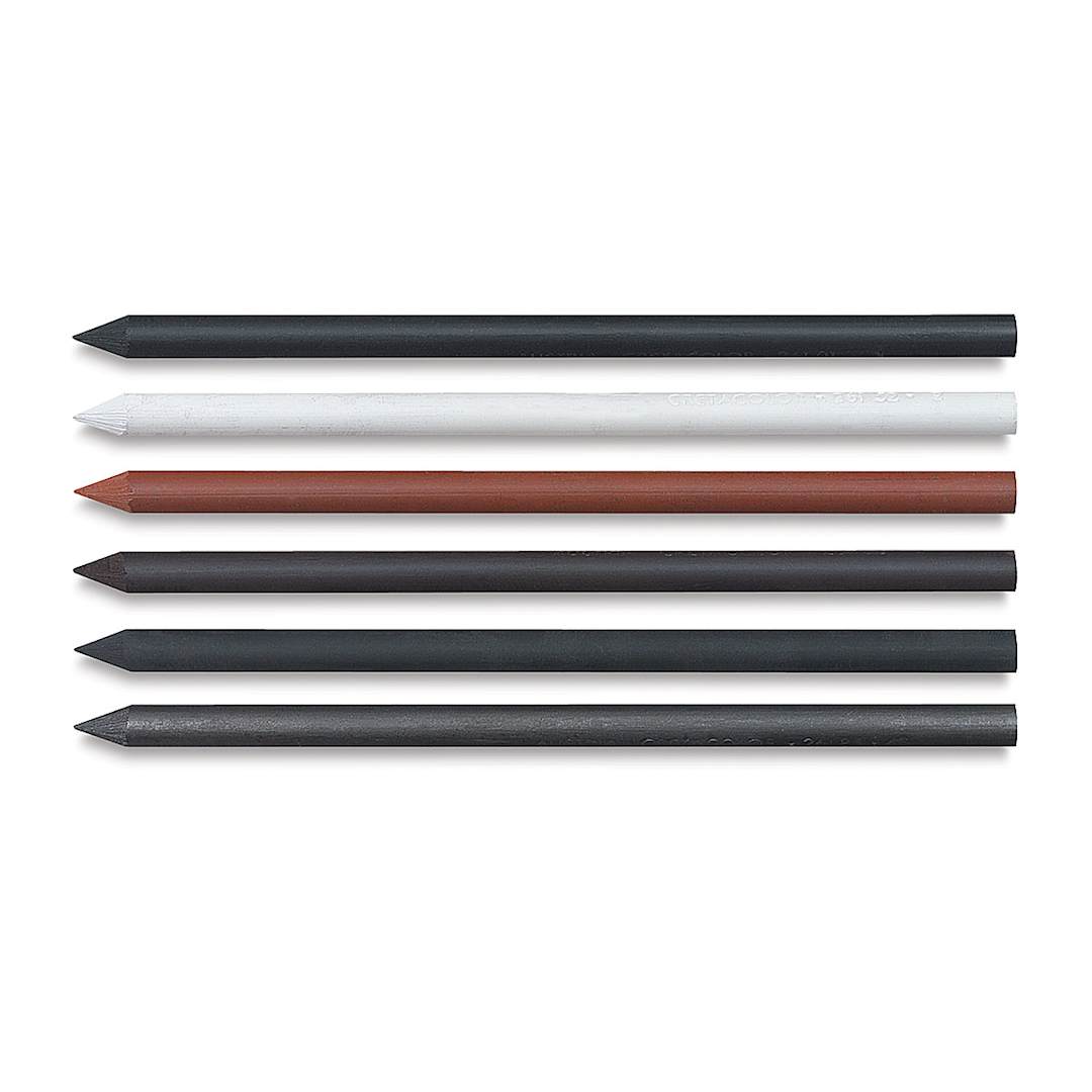 Open in modal - Cretacolor Leads Set of 6 assorted color Graphite Leads shown horizontally