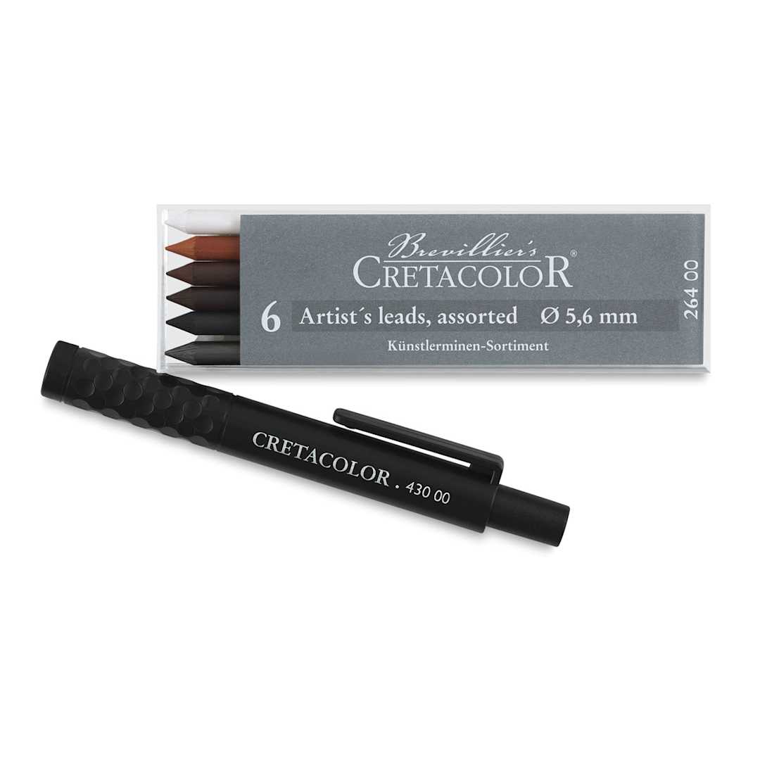 Open in modal - Cretacolor Leads - Assorted Colors, Pkg of 6 with Lead Holder
