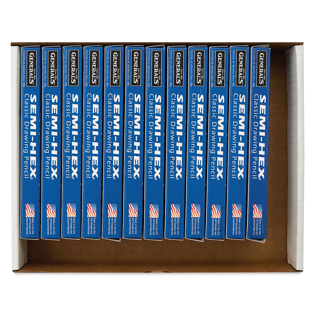Open in modal - General's Semi-Hex Drawing Pencils - Class Pack of 144, open showing packages of pencils