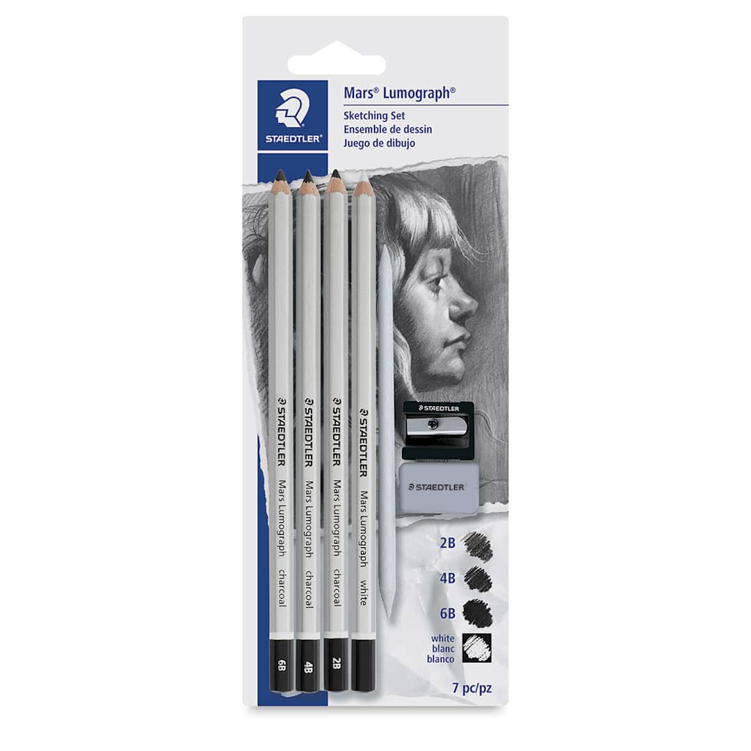 Open in modal - Staedtler Mars Lumograph Charcoal Pencil Sets - Front of blister package 