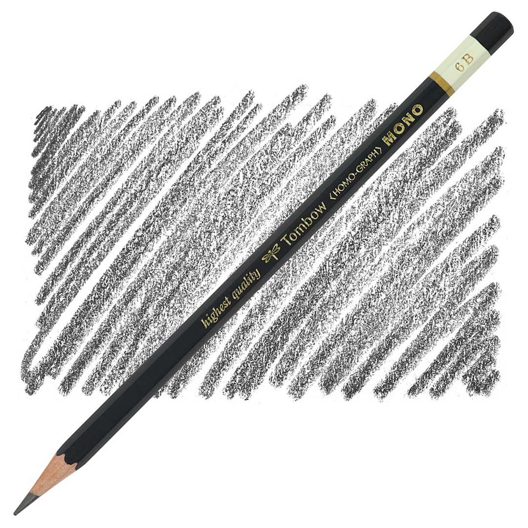 Open in modal - Tombow Mono Professional Drawing Pencil - 6B (softest) pencil and swatch