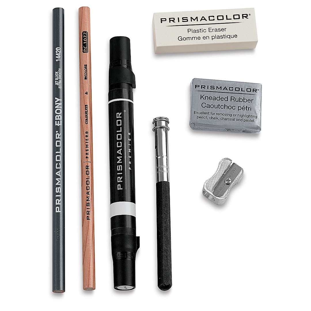 Open in modal - Prismacolor Colored Pencil Accessory Set - Components of set shown arranged vertically