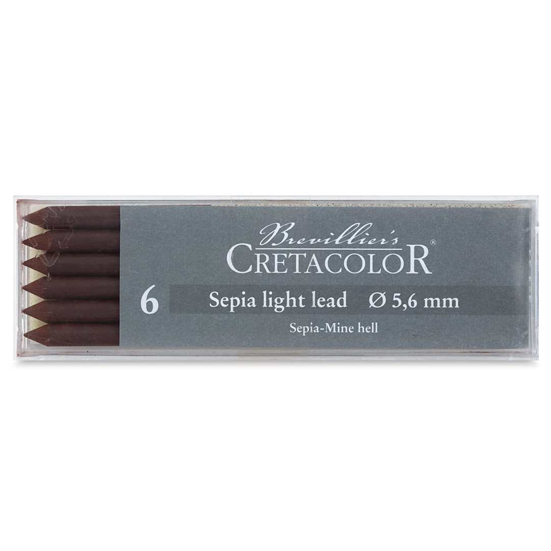 Open in modal - Cretacolor Leads - Set of 6 Sepia Chalk leads shown in package