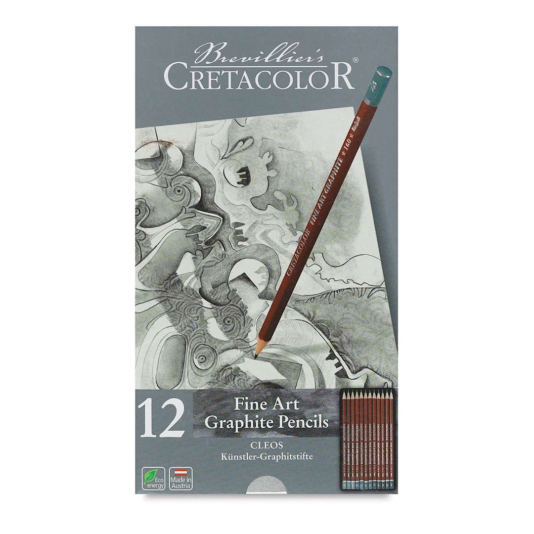 Open in modal - Cretacolor Fine Art Graphite Pencils Set - Top view of closed tin of set of 12 pencils