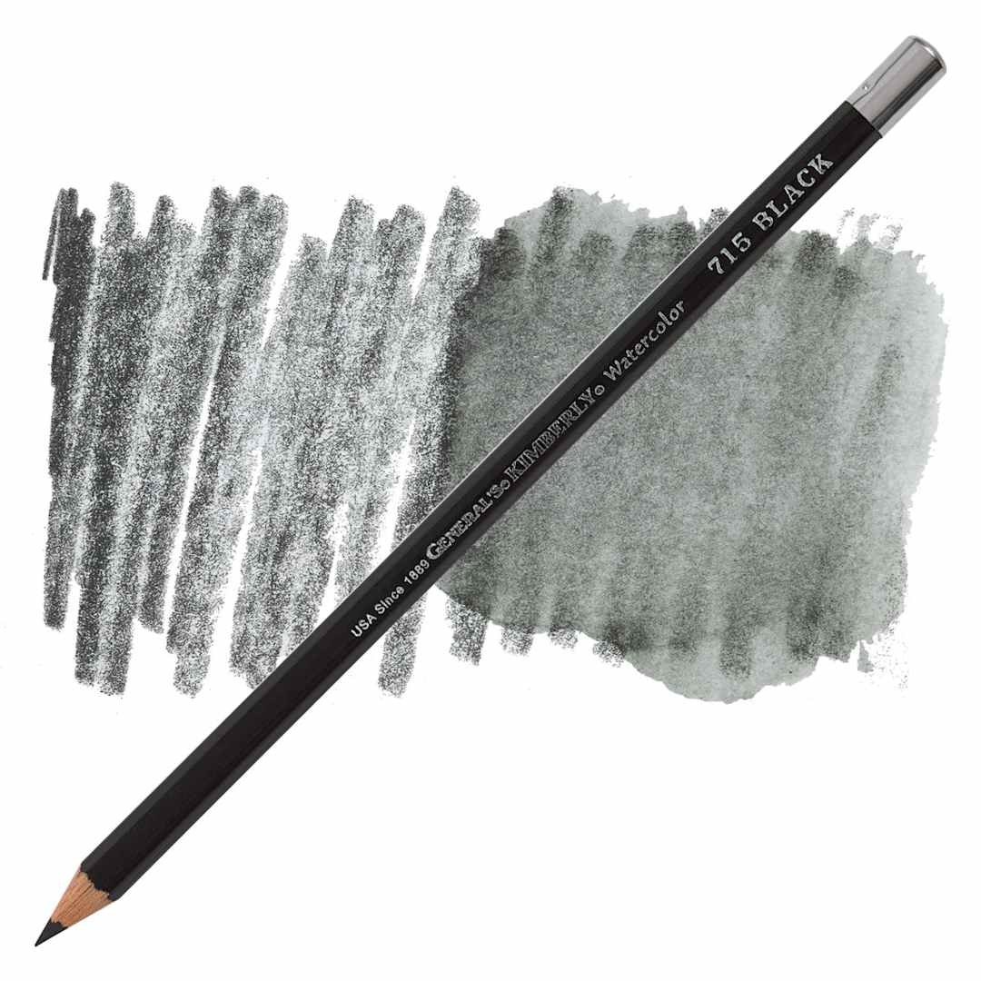 Open in modal - General's Kimberly Watercolor Pencil - Black pencil and swatch