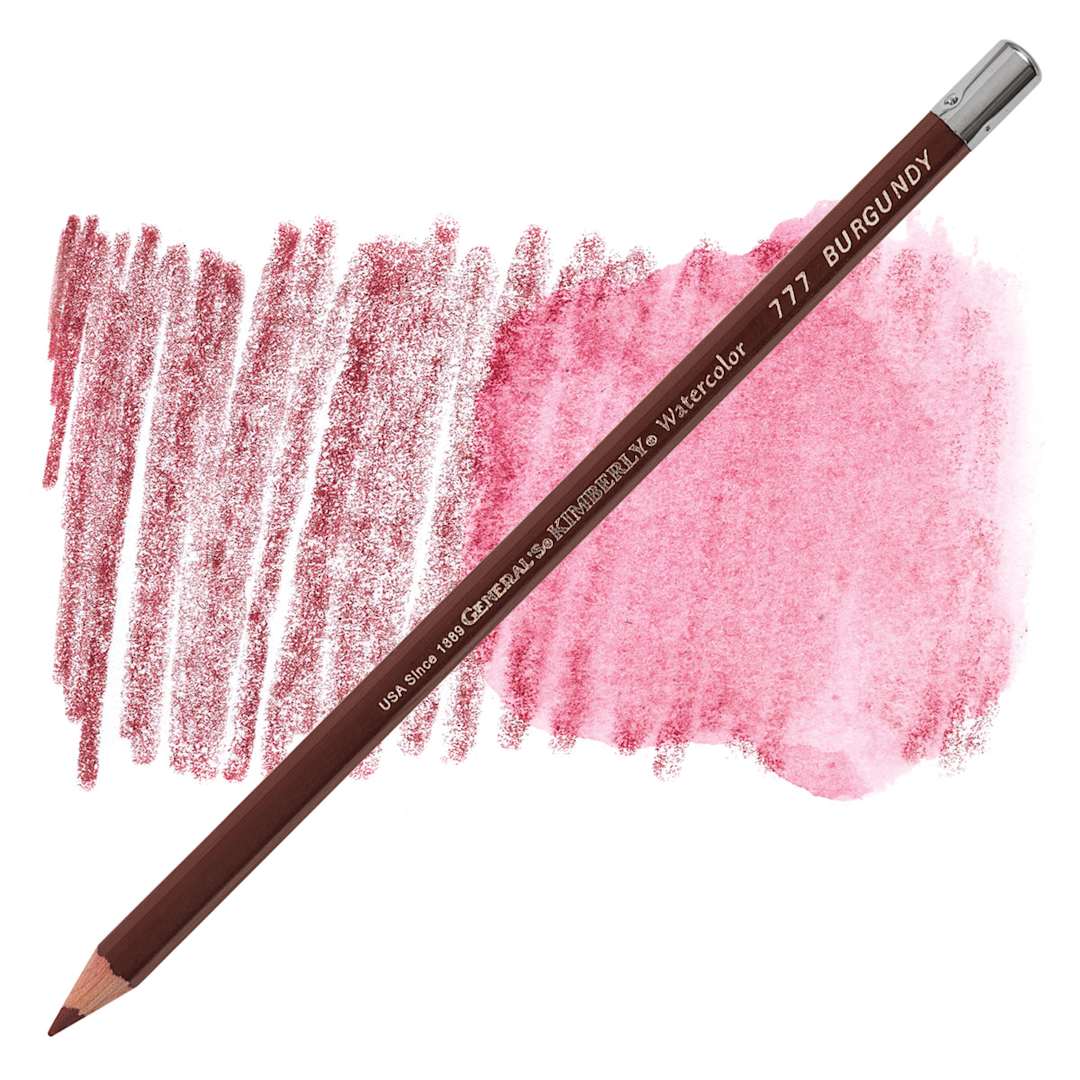 Open in modal - General's Kimberly Watercolor Pencil - Burgundy pencil and swatch