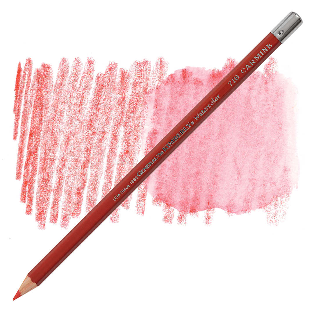 Open in modal - General's Kimberly Watercolor Pencil - Carmine Red pencil and swatch