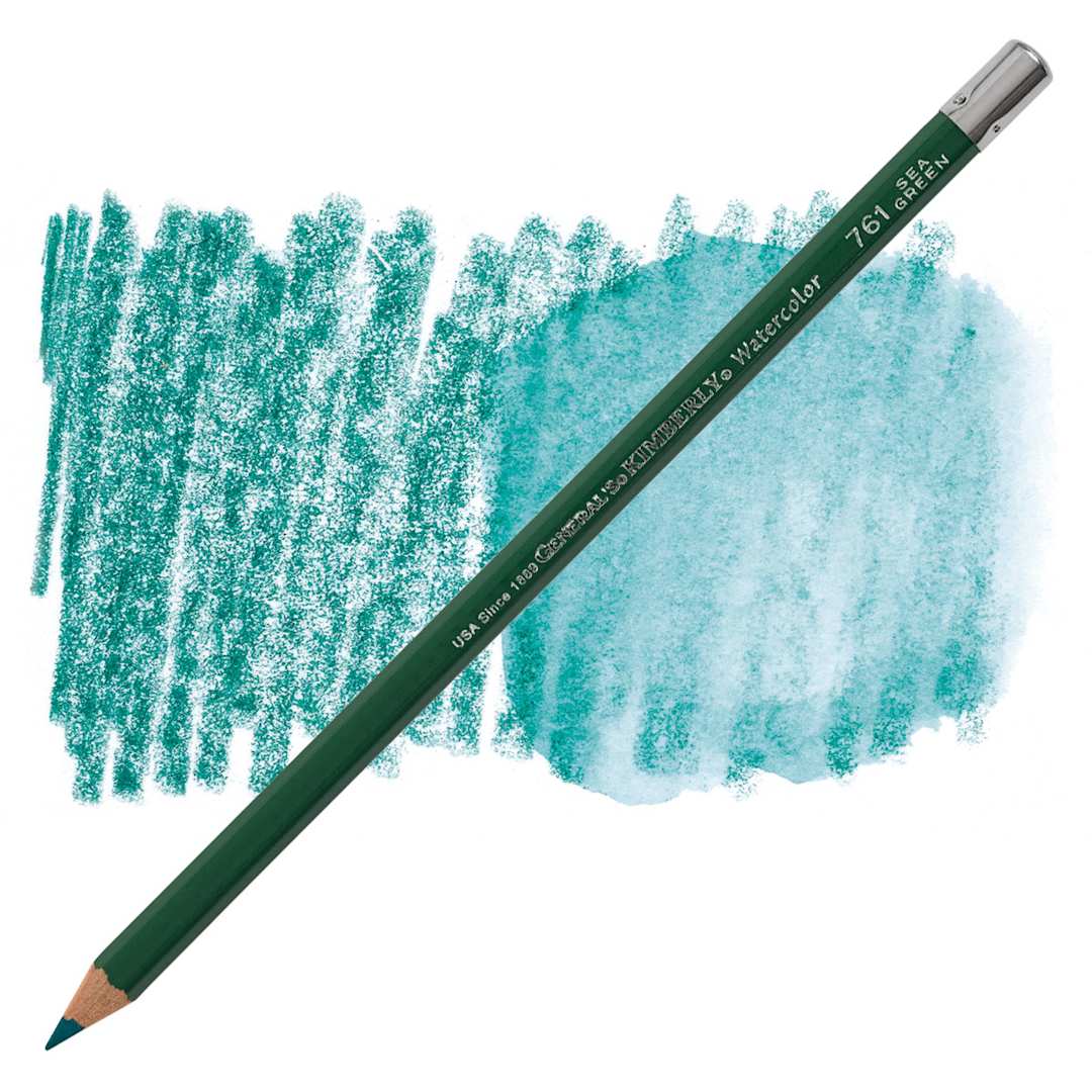 Open in modal - General's Kimberly Watercolor Pencil - Sea Green pencil and swatch