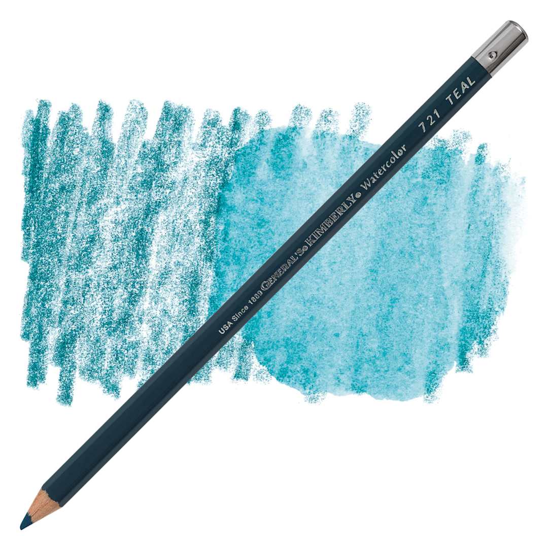 Open in modal - General's Kimberly Watercolor Pencil - Teal pencil and swatch