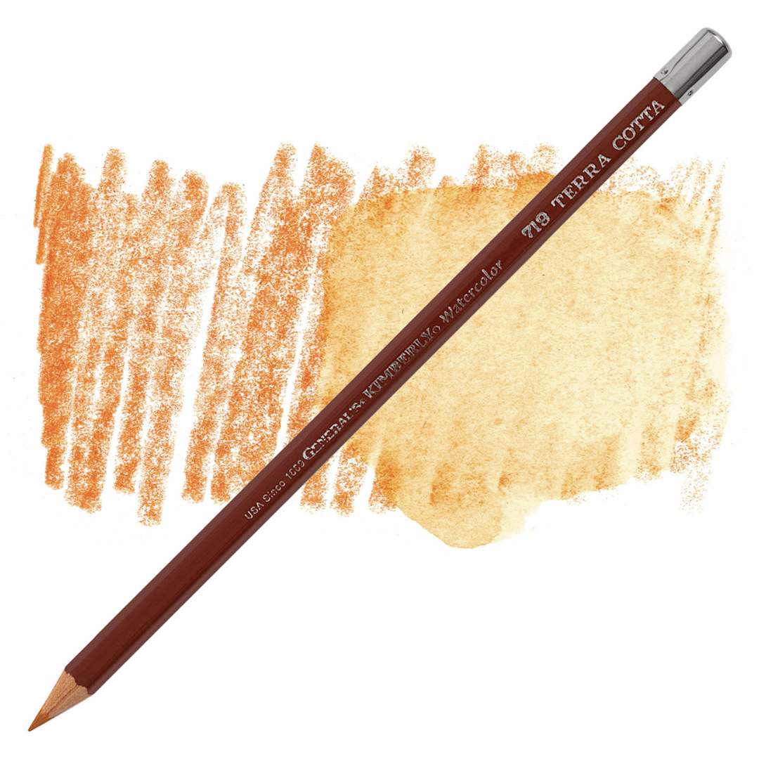 Open in modal - General's Kimberly Watercolor Pencil - Terra Cotta pencil and swatch