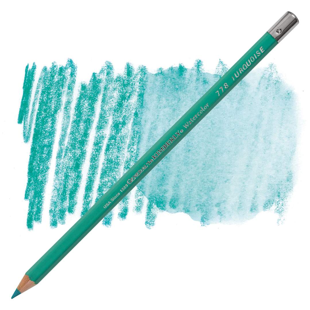 Open in modal - General's Kimberly Watercolor Pencil - Turquoise pencil and swatch