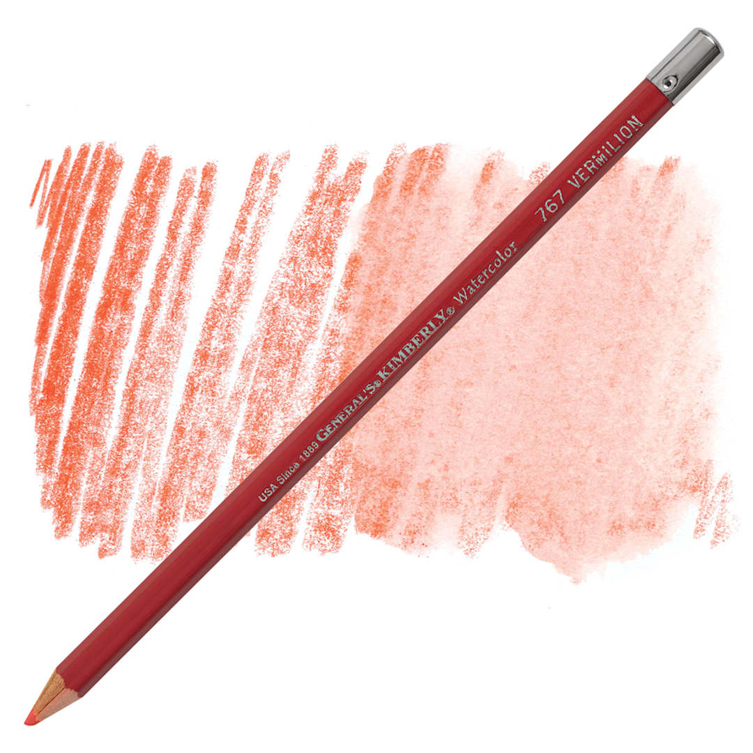 Open in modal - General's Kimberly Watercolor Pencil - Vermilion pencil and swatch