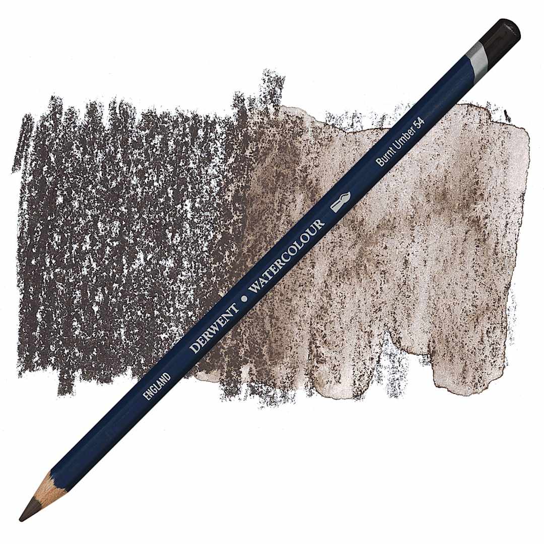 Open in modal - Derwent Watercolor Pencil - Burnt Umber pencil and swatch